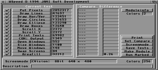 Speed test on a 640x480x8 screen